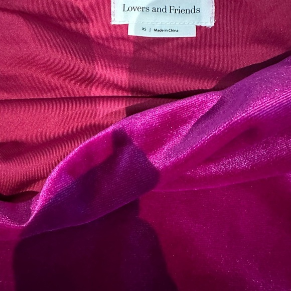 LOVERS + FRIENDS Ladies Women’s XS Hot Pink Velvet Bodysuit Spaghetti St… - Picture 4 of 4